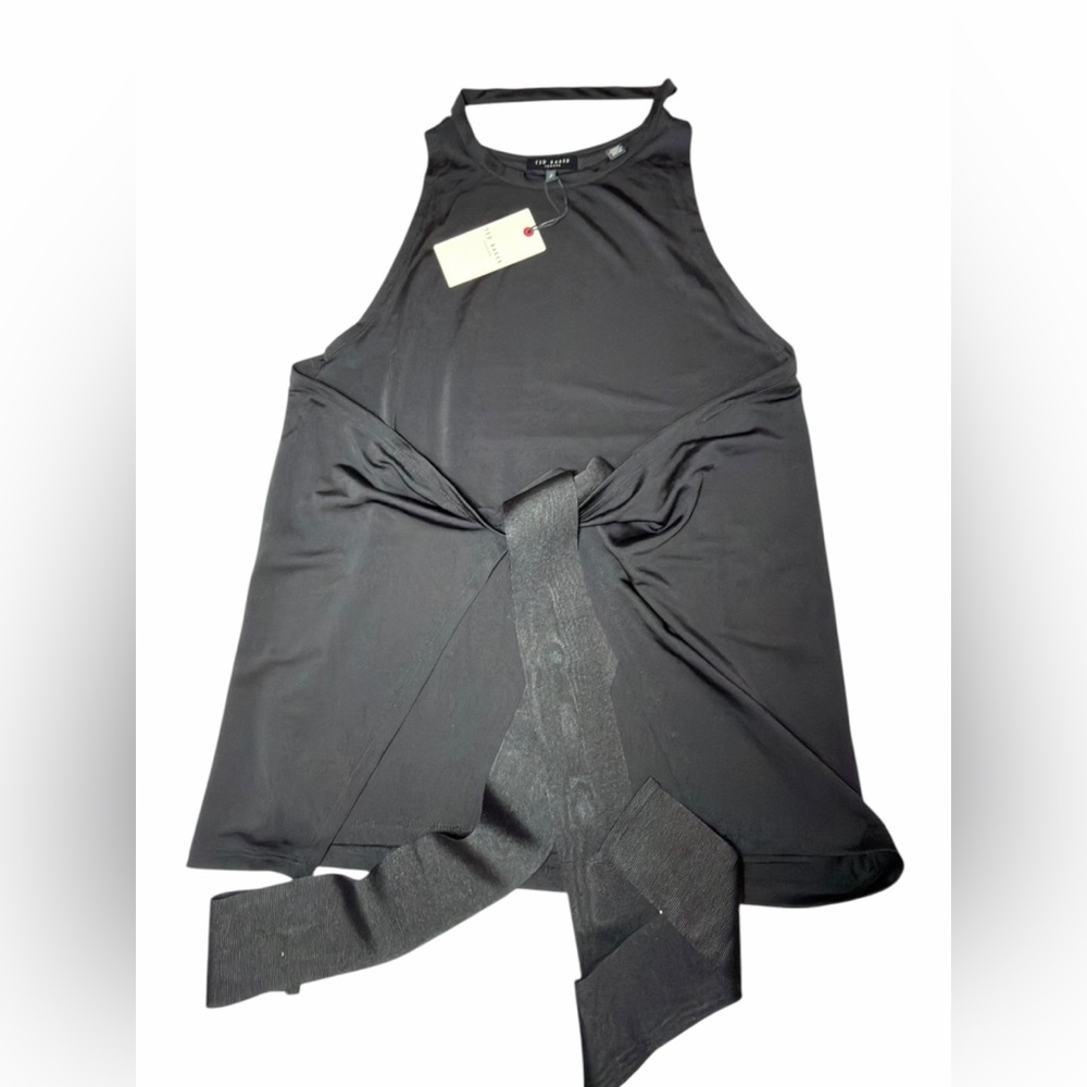 Ted Baker EVEAH 2 Black Halter Tunic Top Sleeveless Draped Asymmetric Blouse NEW - Picture 14 of 16
